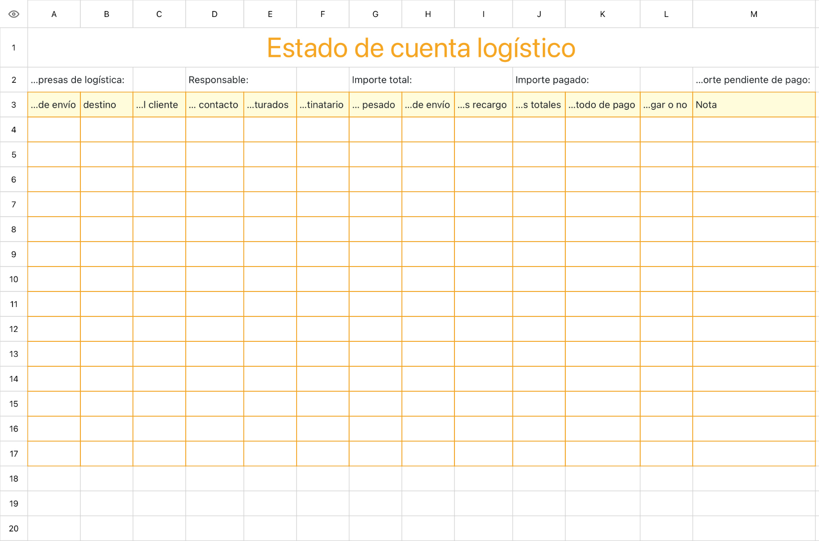 Estado de cuenta logístico